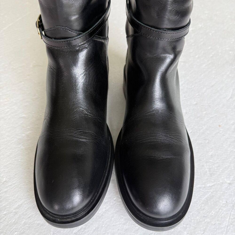Mango MNG Women's Riding Style Black Leather Buckles Boots Size EU 40 US 9-9.5 - Picture 8 of 14